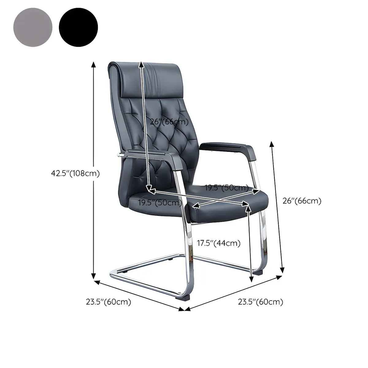 Black Contempoary Armless Faux Leather Office Chair 