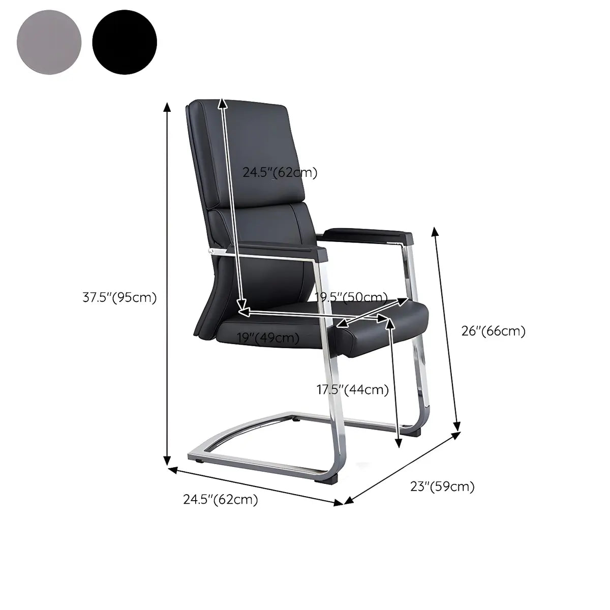 Black Contempoary Armless Faux Leather Office Chair Image - 38