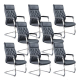 Black Contempoary Armless Faux Leather Office Chair Image - 8