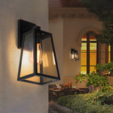 Black Contemporary Geometric Metal Outdoor Wall Lamp Image - 1