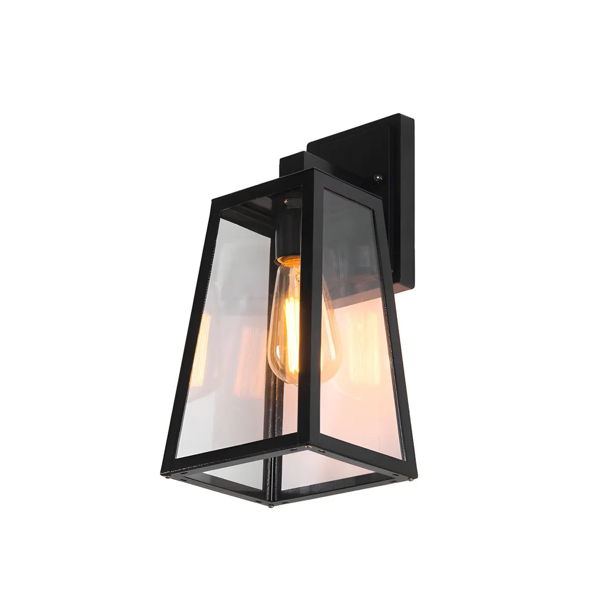 Black Contemporary Geometric Metal Outdoor Wall Lamp Image - 5