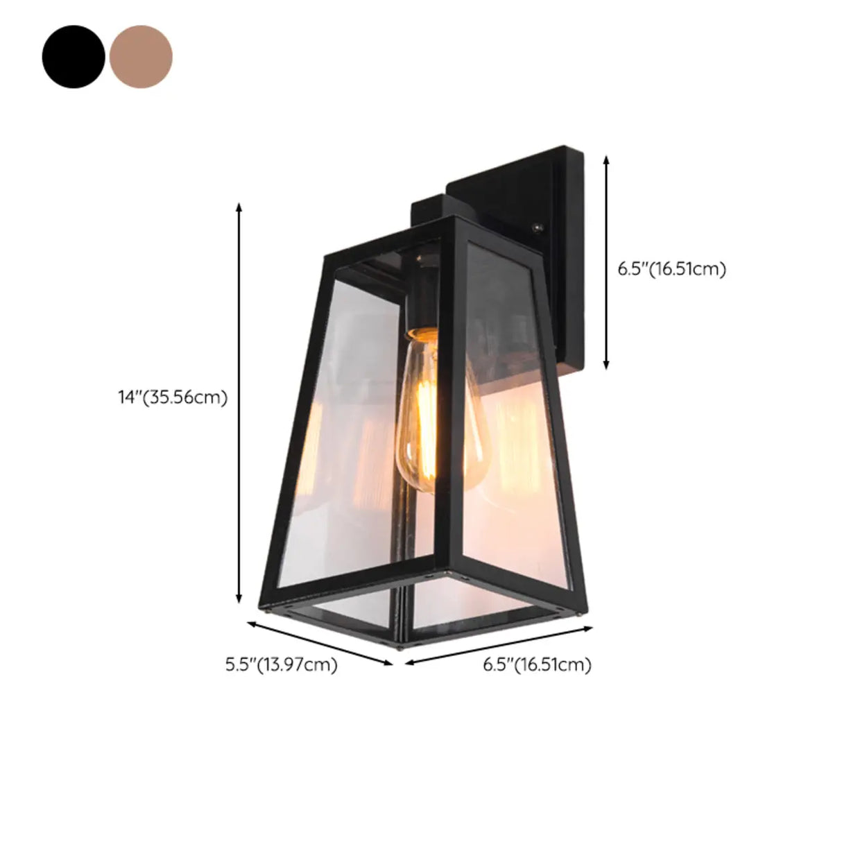 Black Contemporary Geometric Metal Outdoor Wall Lamp 