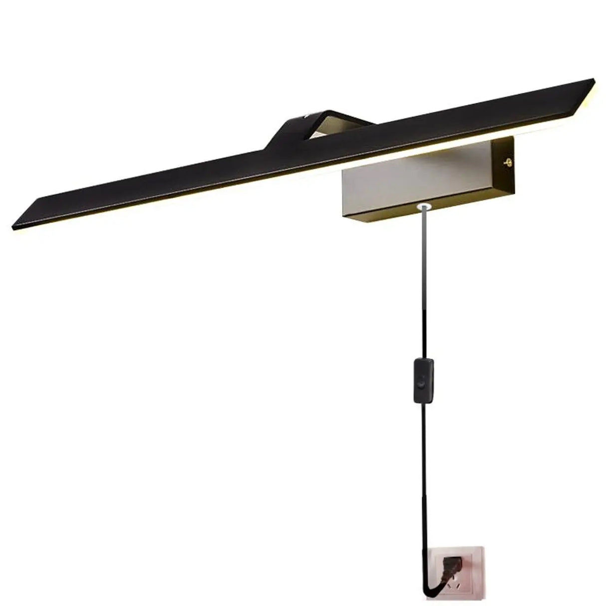 Black Contemporary Rectangular Metal LED Vanity Light Image - 16