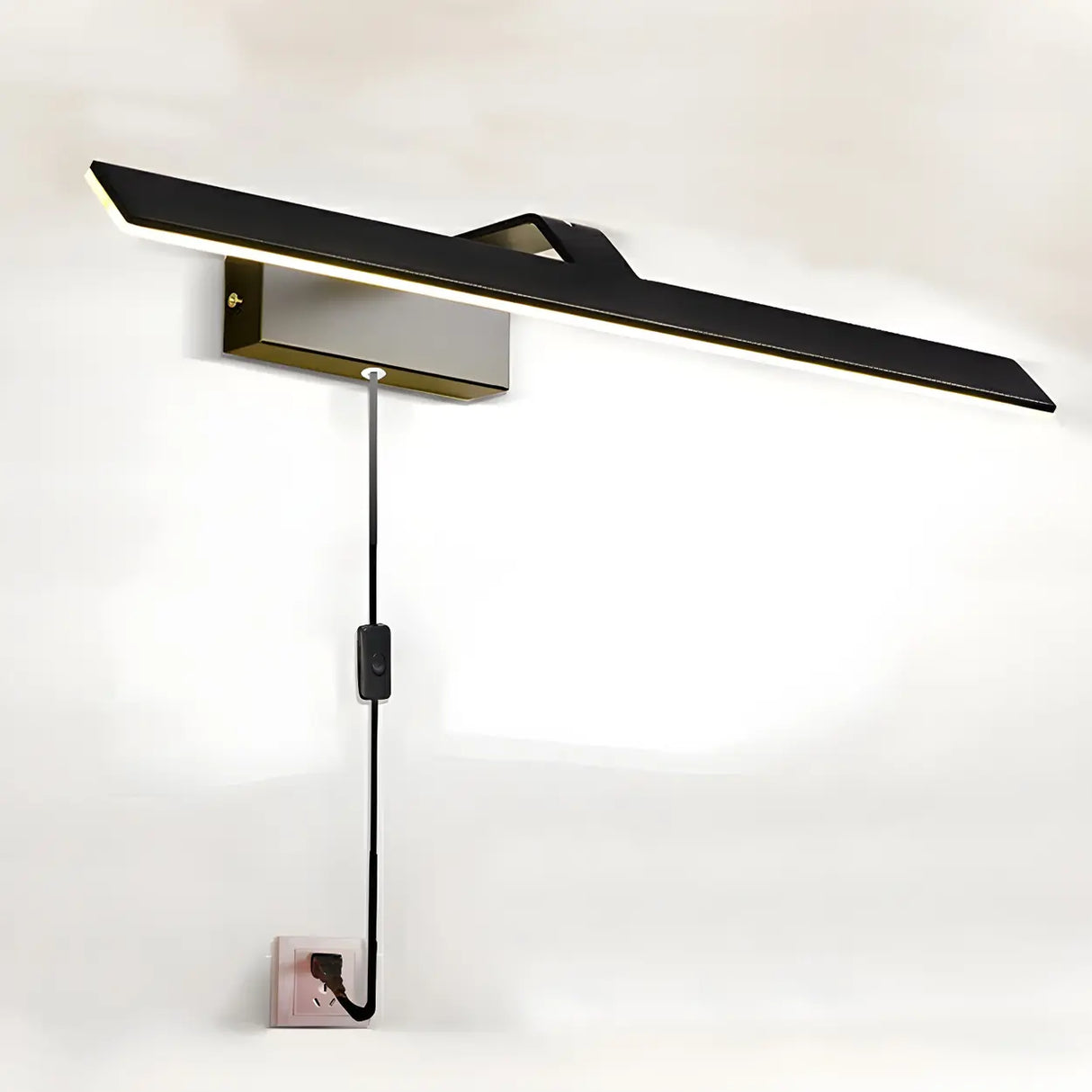 Black Contemporary Rectangular Metal LED Vanity Light Image - 9