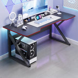 Black Cool Free-Form Wood Top Metal Base Gaming Desk Image - 11