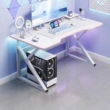 Black Cool Free-Form Wood Top Metal Base Gaming Desk Image - 13