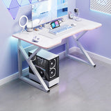 Black Cool Free-Form Wood Top Metal Base Gaming Desk Image - 3