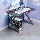 Black Cool Free-Form Wood Top Metal Base Gaming Desk Image - 8