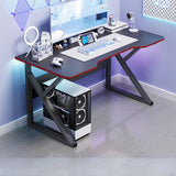 Black Cool Free-Form Wood Top Metal Base Gaming Desk Image - 9