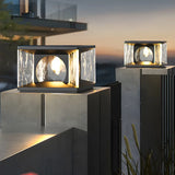 Black Creative Cube Arch Decor Glass Outdoor Table Lamp Image - 3