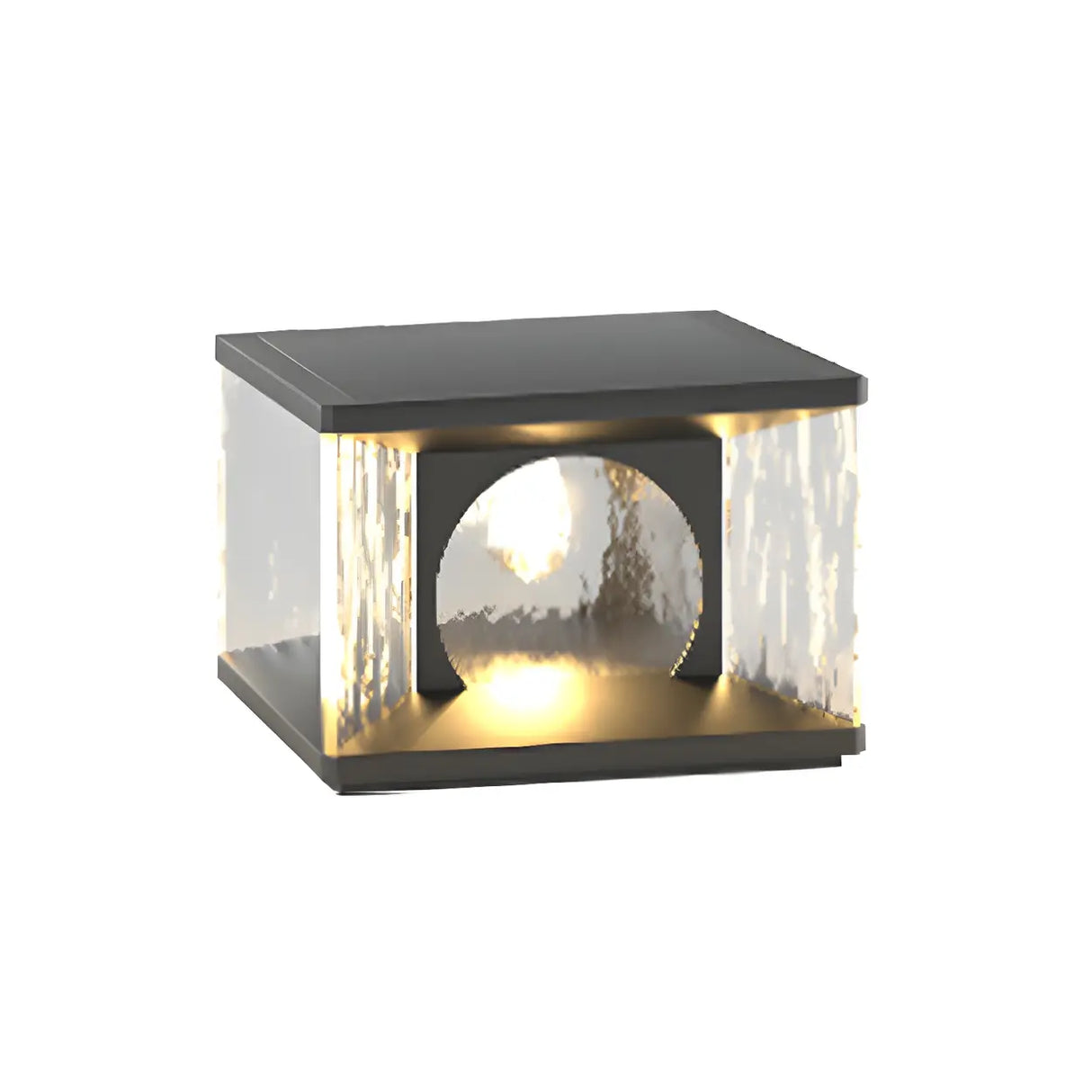 Black Creative Cube Arch Decor Glass Outdoor Table Lamp Image - 6