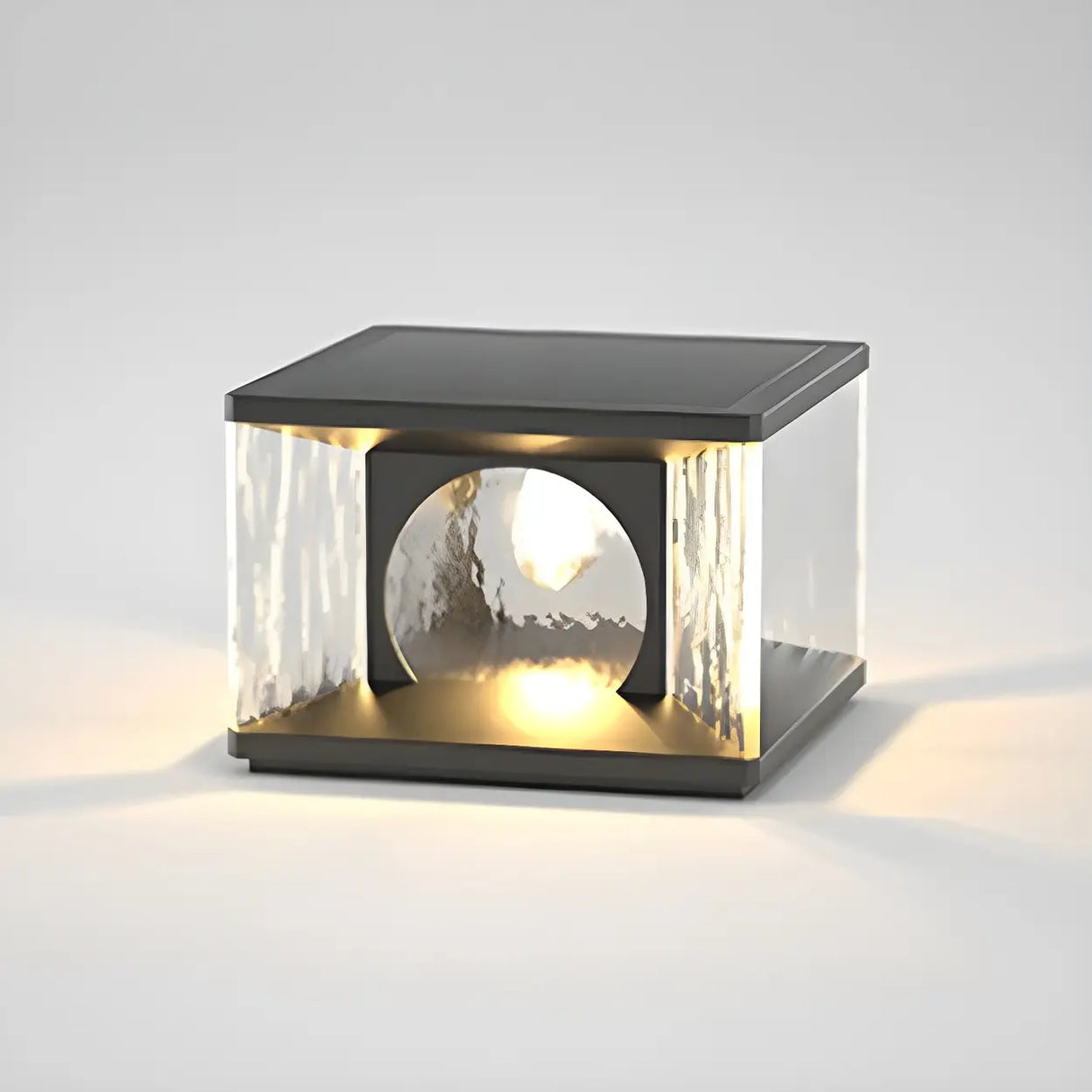 Black Creative Cube Arch Decor Glass Outdoor Table Lamp Image - 8