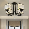 Black Crystal Cubic Semi-Flush Mount Light 4-Light Image - 1