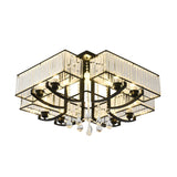 Black Crystal Cubic Semi-Flush Mount Light 4-Light Image - 11