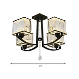 Black Crystal Cubic Semi-Flush Mount Light 4-Light #size