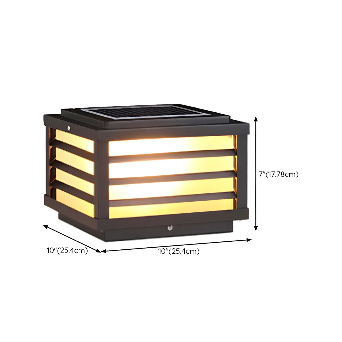 Black Cube Outdoor Waterproof Solar Fence Post Light 