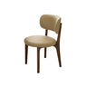 Black Curved Back Leather Armless Wood Dining Chair Image - 3