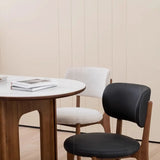 Black Curved Back Leather Armless Wood Dining Chair Image - 7