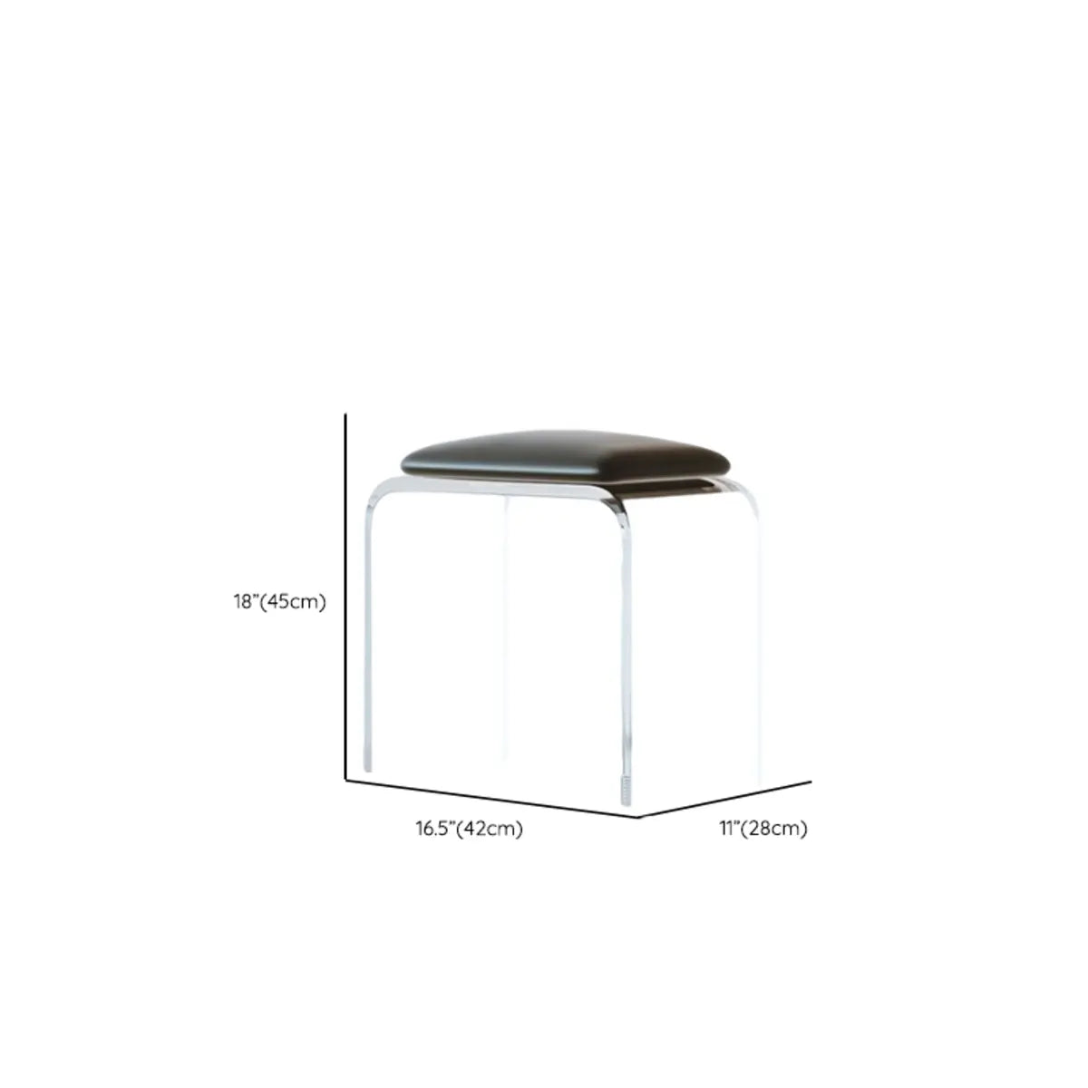 Black Curved Metal Sled Base Leather Seat Vanity Stool Image - 16