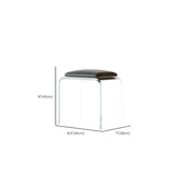 Black Curved Metal Sled Base Leather Seat Vanity Stool Image - 16