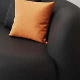 Black Curved Tear Resistant Leather Tight Back Sofa Image - 11