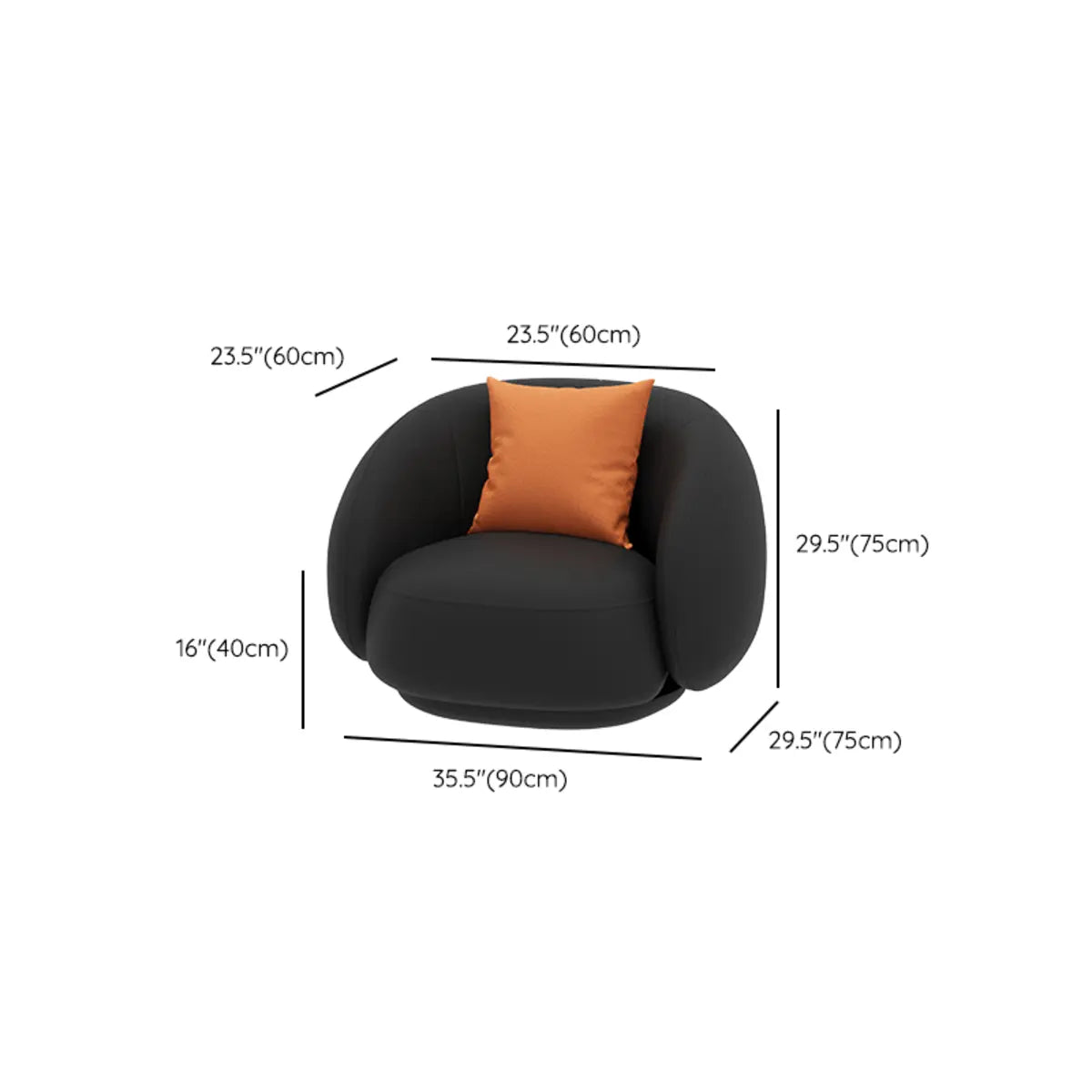 Black Curved Tear Resistant Leather Tight Back Sofa 