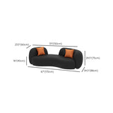 Black Curved Tear Resistant Leather Tight Back Sofa Image - 14