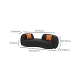 Black Curved Tear Resistant Leather Tight Back Sofa Image - 15