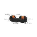 Black Curved Tear Resistant Leather Tight Back Sofa Image - 16