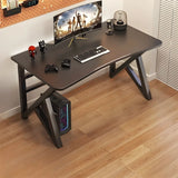 Black Curved Wood Cable Management Trestle Gaming Desk Image - 3