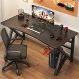 Black Curved Wood Cable Management Trestle Gaming Desk Image - 4