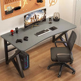 Black Curved Wood Cable Management Trestle Gaming Desk Image - 6