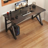 Black Curved Wood Cable Management Trestle Gaming Desk Image - 7