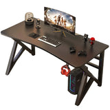 Black Curved Wood Cable Management Trestle Gaming Desk Image - 9