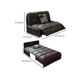 Black Cushion Back Armless Leather Storage Futon Sofa Bed Image - 10