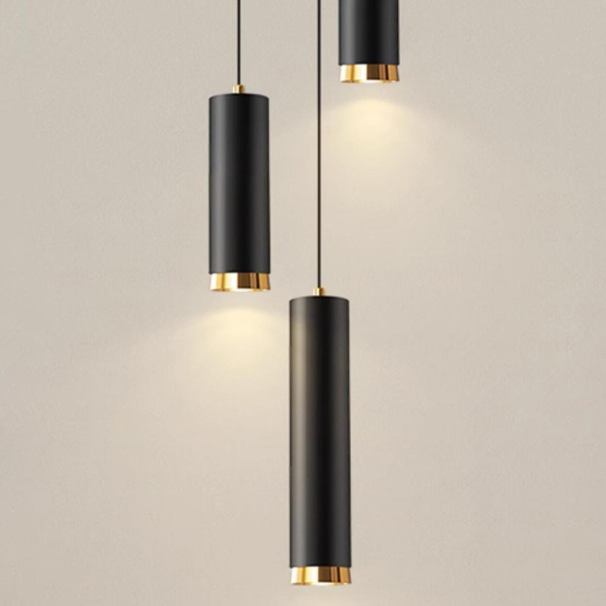 Black Cylinder Metal Simple Bedroom Pendant Light Image - 10