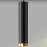 Black Cylinder Metal Simple Bedroom Pendant Light Image - 9