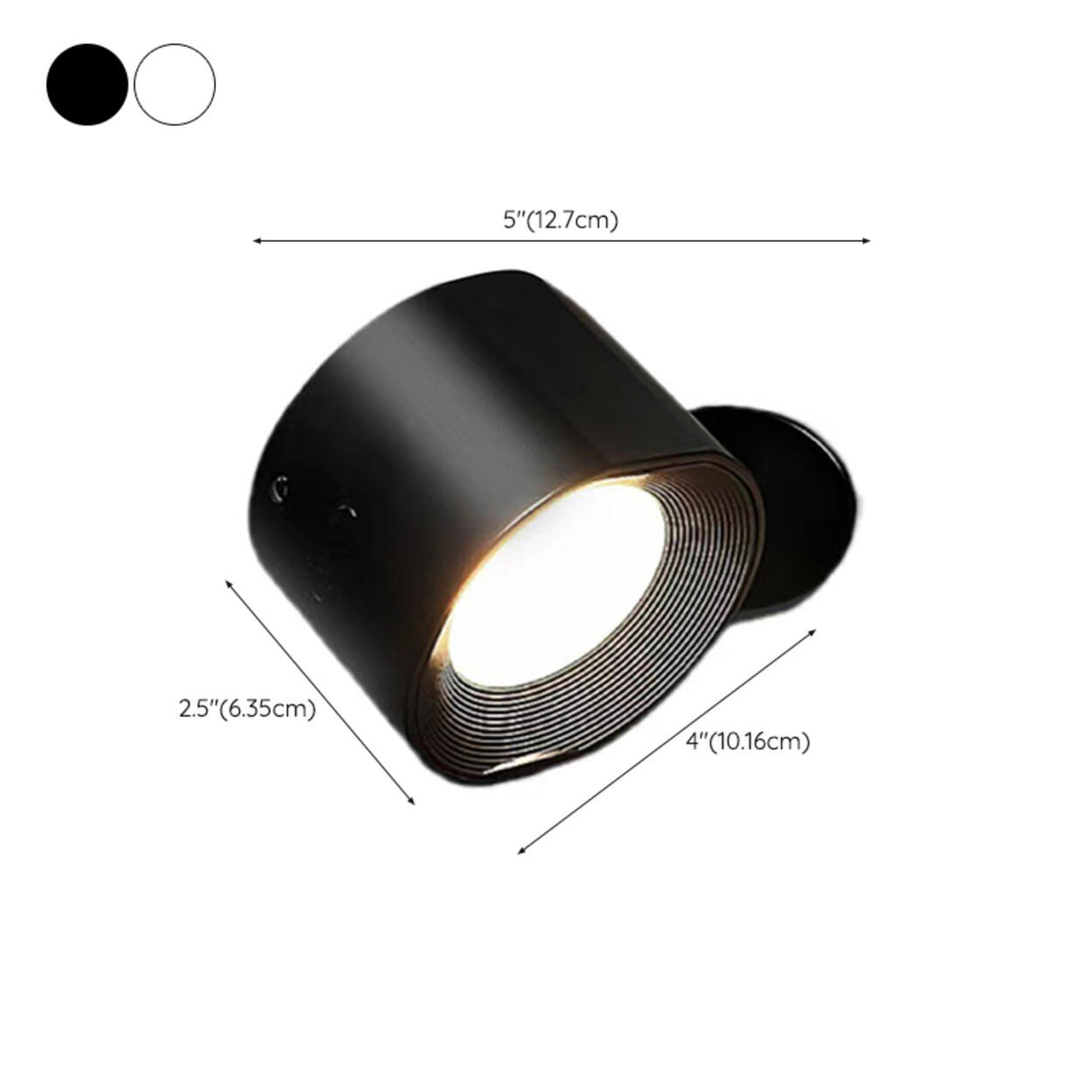 Black Cylindrical LED Up Down Lighting Wall Sconce 