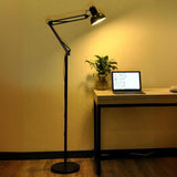 Black Dome Adjustable Task Swing Arm Floor Lamp Image - 1