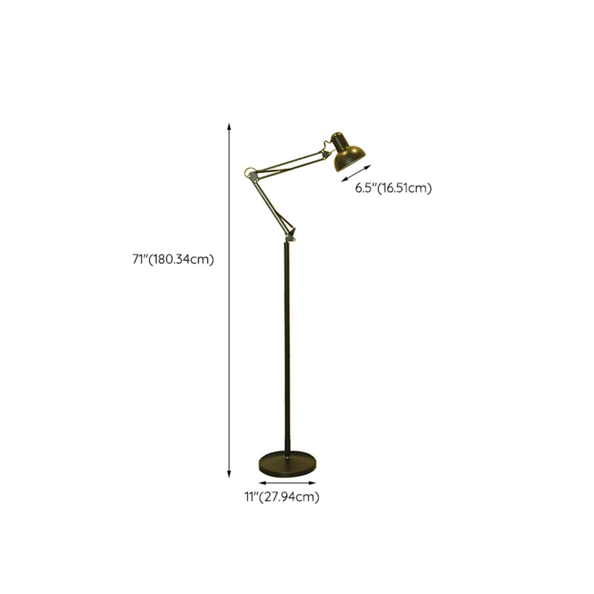 Black Dome Adjustable Task Swing Arm Floor Lamp 