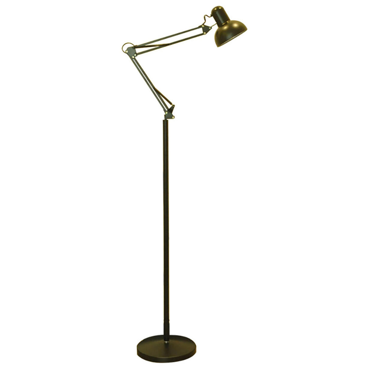 Black Dome Adjustable Task Swing Arm Floor Lamp Image - 2