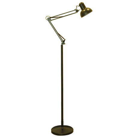 Black Dome Adjustable Task Swing Arm Floor Lamp Image - 2