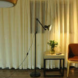 Black Dome Adjustable Task Swing Arm Floor Lamp Image - 5