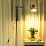 Black Dome Adjustable Task Swing Arm Floor Lamp Image - 9