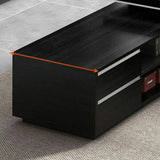 Black Drawers Exterior Shelving L-Shape Executive Desk Image - 8