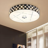 Black Drum Beveled Crystal LED Flush Mount Ceiling Lamp Image - 2