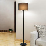 Black Drum Contemporary Metal Column Floor Lamp Image - 14