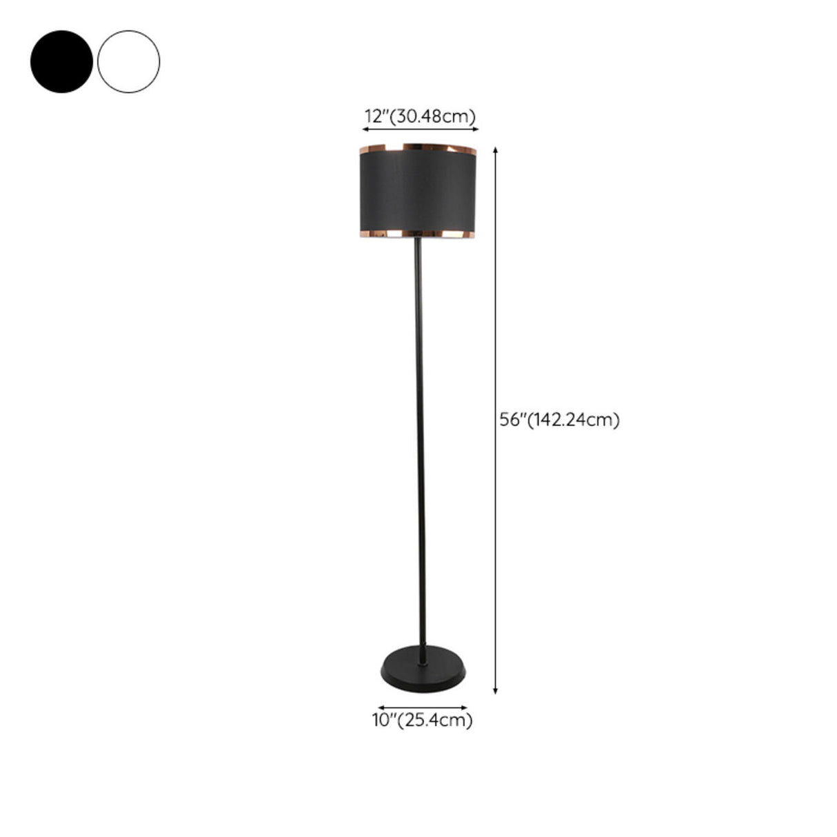 Black Drum Contemporary Metal Column Floor Lamp 