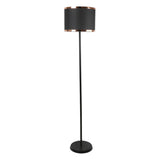 Black Drum Contemporary Metal Column Floor Lamp Image - 5