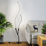 Black Dual Curved Light Bars Modern LED Floor Lamp Image - 2